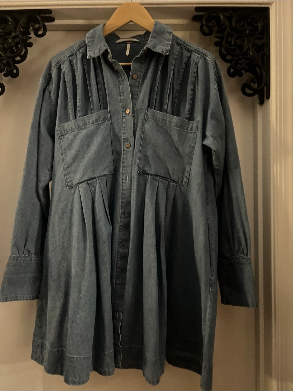 Free People Long Sleeve Button Down Denim Dress